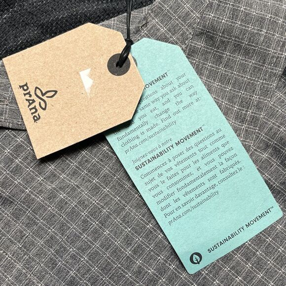 prAna Garvan Shirt Mens Large Gray Plaid Short Sleeve Vented Outdoor Hiking - Picture 4 of 10